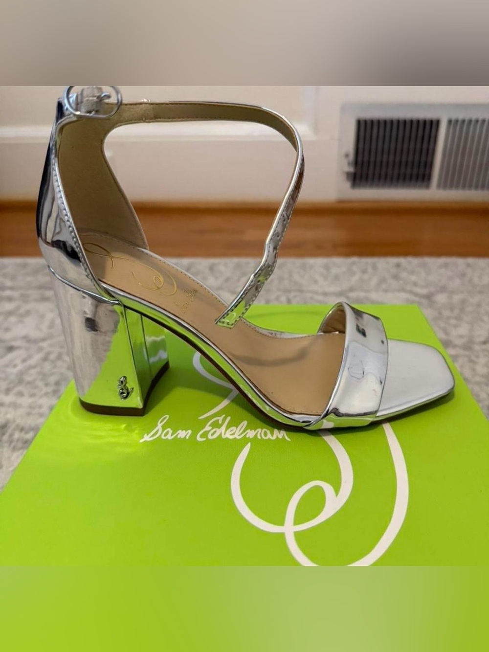 Sam Edelman Silver Block Heel Sandals